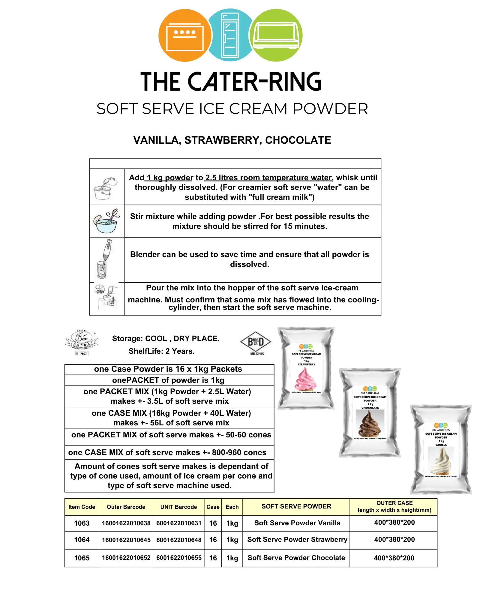 SOFT SERVE ICE CREAM POWDER MIXING INSTRUCTION